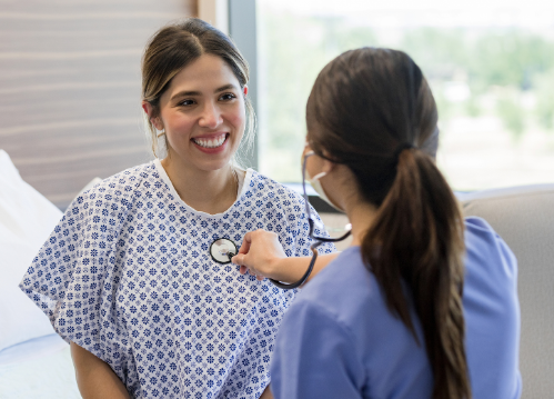 Female doctor with patient