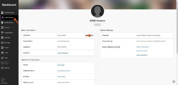 View of student profile in Blackboard Ultra